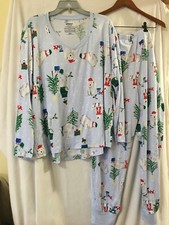 New Joyspun Blue Bear Jogger Pajama set Christmas many sizes Womens U pick