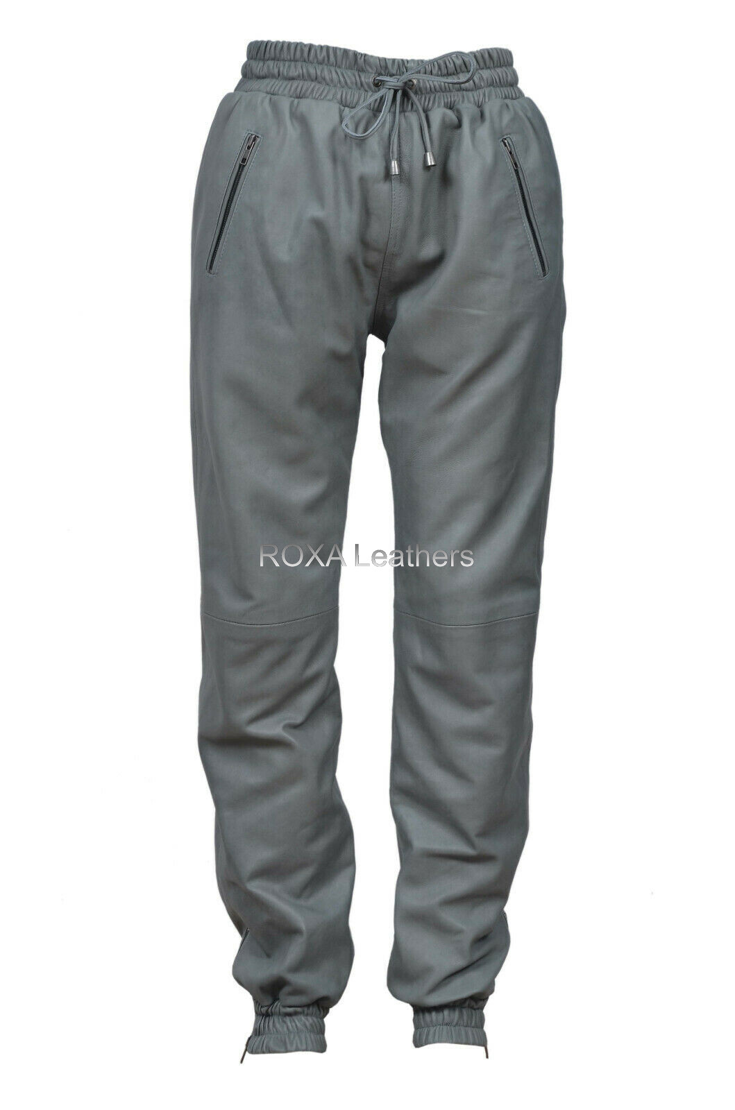 Para hombres Conjunto Informal Regular Pantalón Genuino NAPA Cuero Natural Gris Corredor Elegante