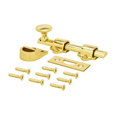 Nuk3y Heavy Duty Solid Brass Dutch Door Surface Bolt (4'', Polished Brass) 