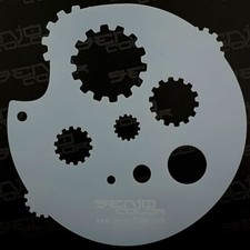 Airbrush Schablone Zahnr&auml;der 3 aus Polyester Senjo Color TST2025