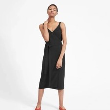 EVERLANE The Japanese GoWeave Tank Wrap Dress Black Midi Size 2