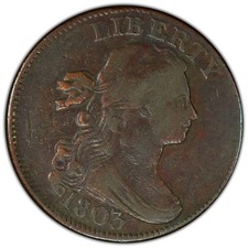 1803 P Large Cents Draped Bust PCGS Genuine - VF Details (92 - Cleaned) BN Large