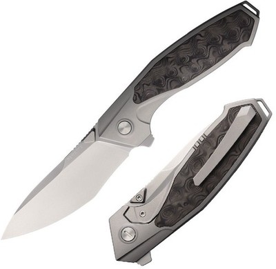 REMETTE Kingfisher Folding Knife 3.5'' Bohler M390 Steel Blade Titanium/CF Handle