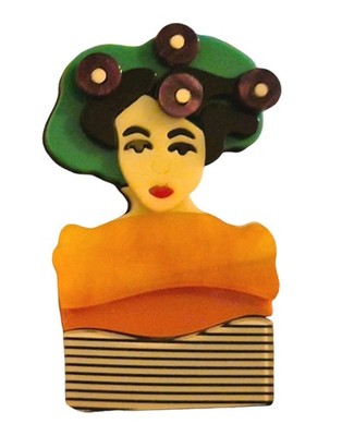 Moderne handgefertigte Acryl-Brosche 3D japanische Geisha Maiko Lady Girl verpackt neu Ref7