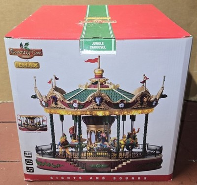 Lemax Village Sunshine Jungle Carousel Tested & Works Christmas Village w/Box