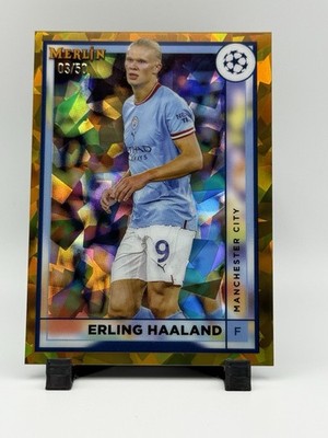 2022 Topps Merlin Chrome UEFA Erling Haaland Gold Atomic Refractor #/50