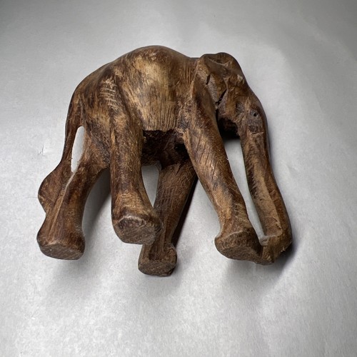 Vintage Beautiful Wooden Elephant Statue Hand Carved SOLID Wood Thailand 5” - Picture 3 of 5