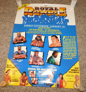 RARE WWF Royal Rumble Wrestling Poster Hulk Hogan Macho Man Randy Savage Andre