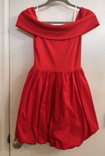 Lulus Red Solid Off Shoulder Bubble Hem Mini Dress Sleeveless Women’s M
