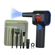 Compressed Air Duster, Stepless Speed Electric Air Duster with Storage Black