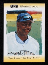 2003 Playoff Portraits Gold Materials 10/25 Tony Gwynn #34 HOF a8a