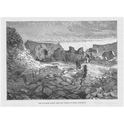 TÜRKEI Scaean Gate & Palace of Priam, Hisarlik; Ancient Troy -Antique Print 1878