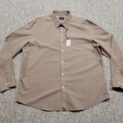 UNTUCKit Shirt Mens 2XL Brown Gingham Wrinkle Free Long Sleeve Button Down Prep