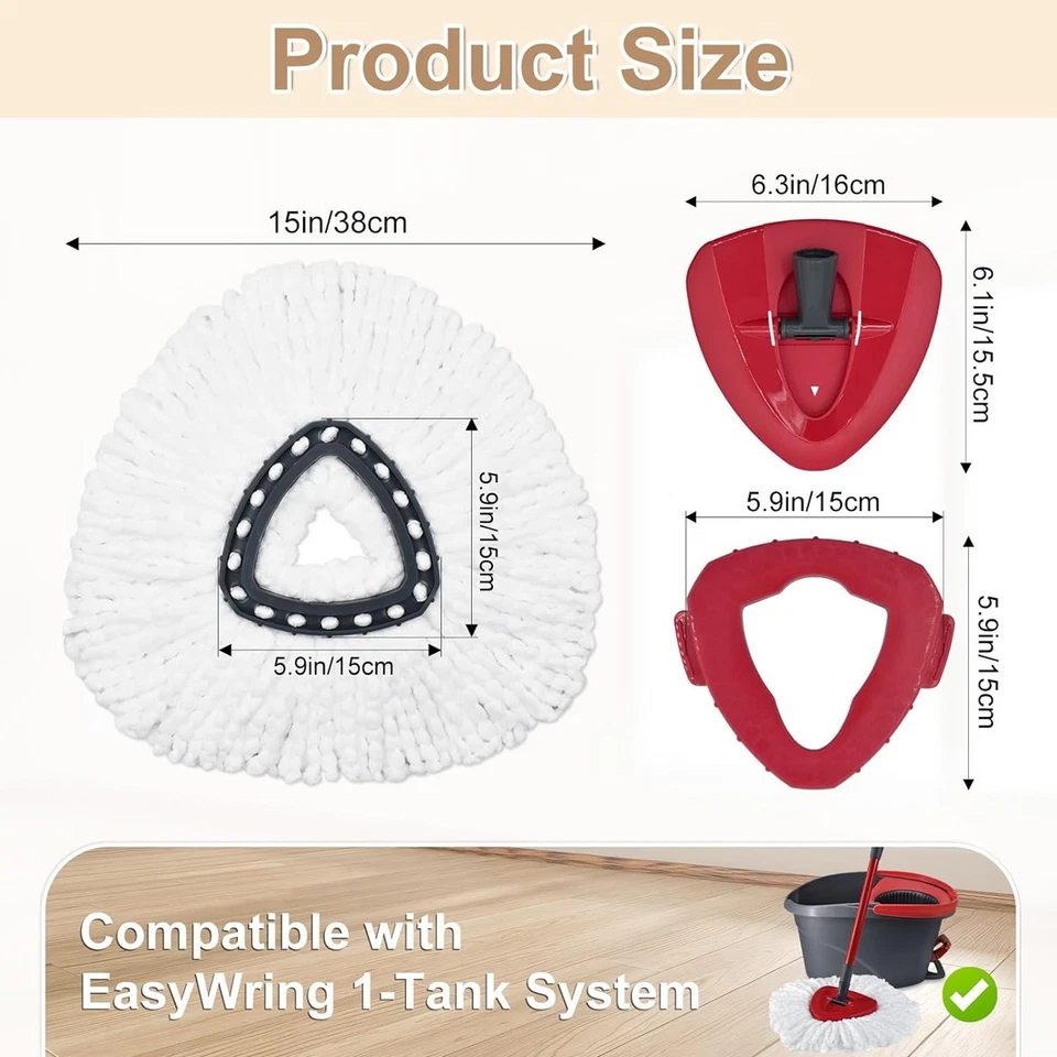 Replacement Microfiber Mop HEAD For O-Cedar Spin Mop Easy Clean Wring Refill kit - Image 4 of 4