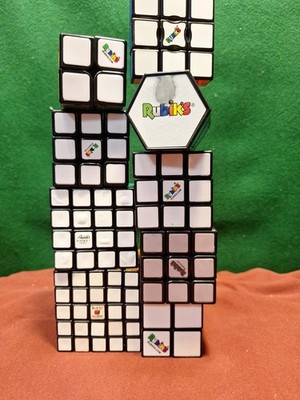 Rubik's Cube Lot Of 9 3x3,5x5,4x4,2x2,1x3,2x2, 2x4 & Tube, Heat Sensitive 3x3