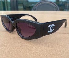 CHANEL Women Sunglasses Black with Gray Chanel Logo