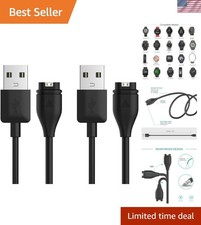 Durable 1M USB Charger Cable for Garmin Watches - 2-Pack with Safety Features