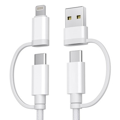 Basesailor 4in1 USB-C Kabel 2m 60W mit USB-A & Adapter für iPhone & Mac