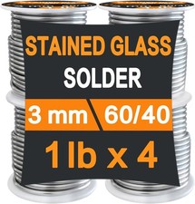 60/40 Tin Lead Solder for Stained Glass 1/8" 3mm Diameter No Rosin Core 4 lb