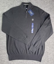 Chaps Men  s Knit 1/4 Zip Pullover Sweater Size Medium Black NWT