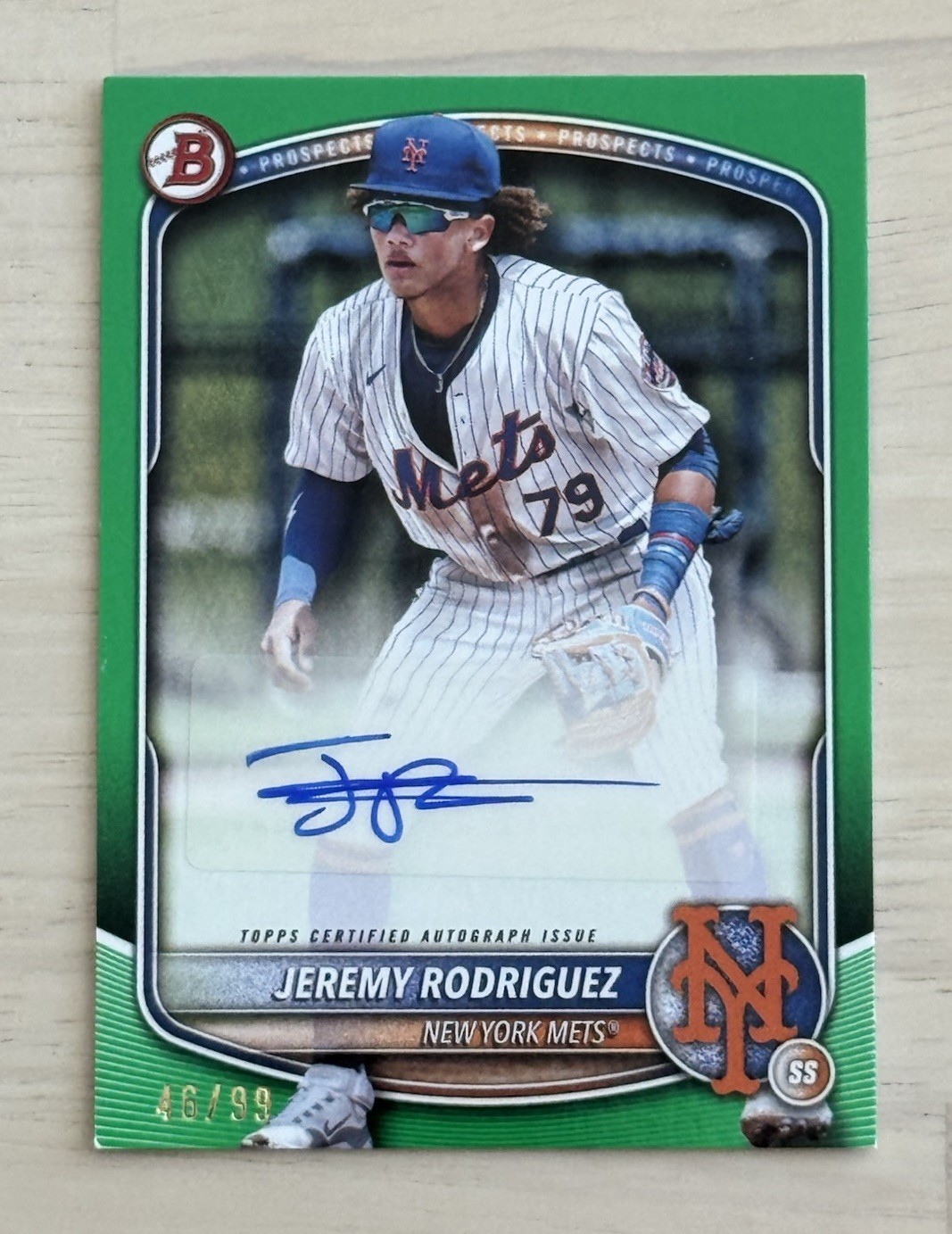 2025 Bowman Jeremy Rodriguez Prospect Auto Green /99 #BPA-JR Mets Rookie