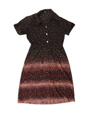 VINTAGE Womens Maxi Dress UK 14 Medium Black Spotted Polyester CZ42