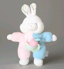 Vintage SOFT DREAMS Pastel Terry Cloth Rabbit Plush Rattle Bunny Carrot Pocket