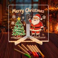 LED Dry Erase Board 5.9" Message Memo Note Light Up Drawing Board Kit 7 Markers