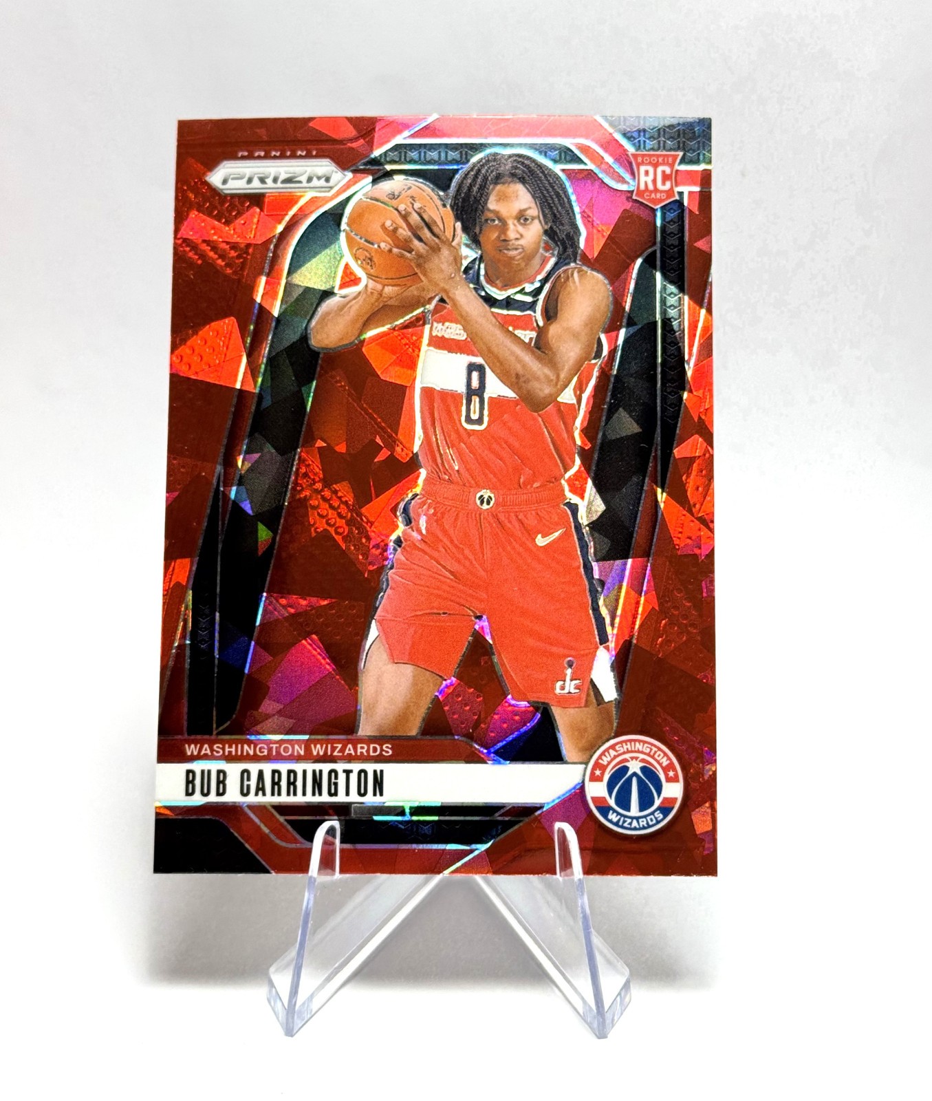 Bub Carrington 2024-25 Prizm Red Ice #244 (RC) WASHINGTON WIZARDS