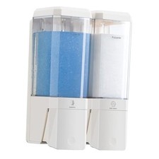 Shampoo and Conditioner Dispenser Wall Mounted, Shower Soap White 2 Chamber