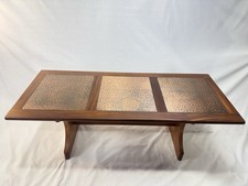 G Plan Teak Coffee Table Hammered Copper Inlay 1960s Mid Century 132cm