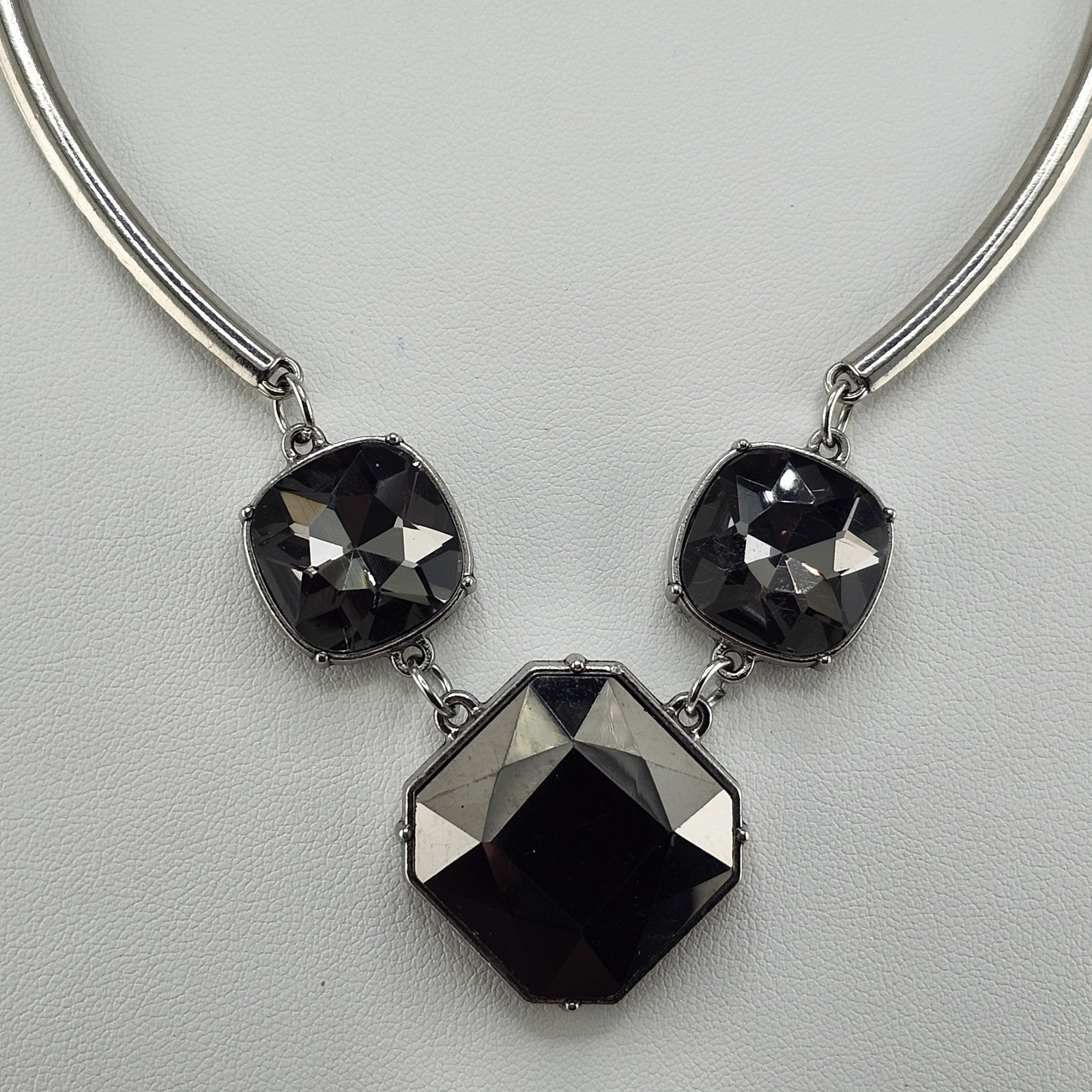 Gray Rhinestone Statement Collar Necklace - image 1