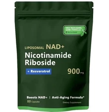 NAD+ Supplement for Anti-Aging Energy Focus & Nicotinamide Riboside Resveratrol