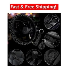 Fashionable 10-piece Leopard Print Car Accessory Set Stylish Protective