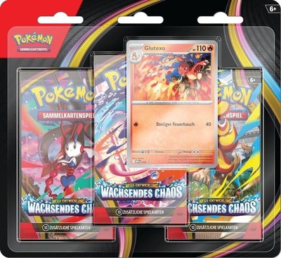 Pokemon TCG Wachsendes Chaos 3-Pack Booster Blister Mega-Entwicklung Deutsche Ve