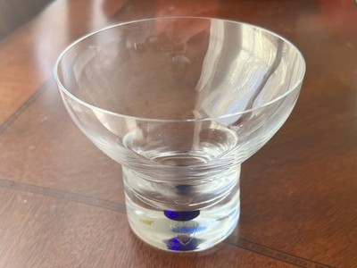 Vintage Orrefors Intermezzo Crystal Blue Drop Bowl/Candel Holder/ Dessert glass