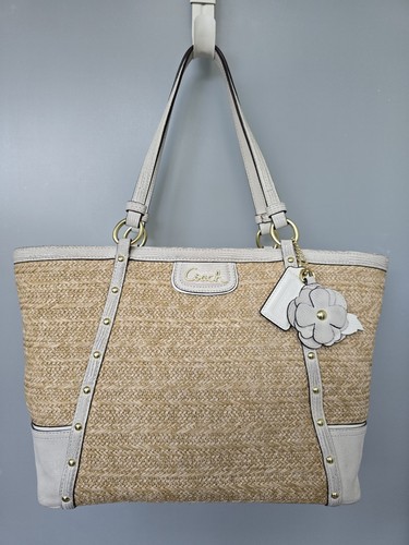 Borsa Coach F2159 Alexandra pitone borsa paglia borchie borsetta pergamena naturale