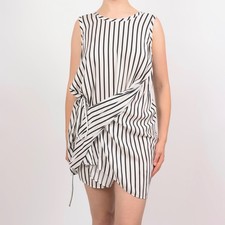 MCQ Alexander McQueen Voile Tie Dress Size S Striped Draped Sleeveless Mini