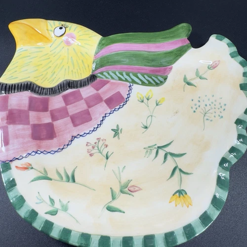 Fitz and Floyd GYPSY CHICKS Hen Chicken Plate Dish Platter Ceramic Whimsical VTG - Picture 7 of 10
