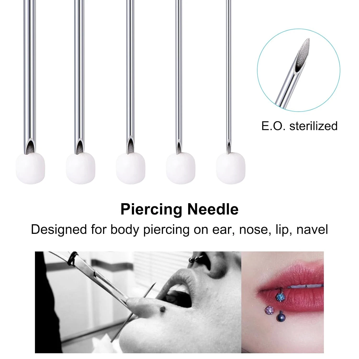 16G Body Piercing Needles,10Pcs  Sterile Disposable Stainless Steel Needles for image 6