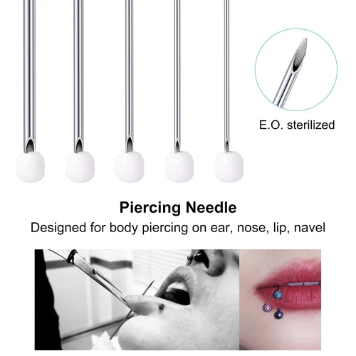 16G Body Piercing Needles,10Pcs  Sterile Disposable Stainless Steel Needles for image 6