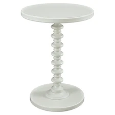 Linon Spectrum 17-inch White Lacquered Wood Round Spindle Accent Table