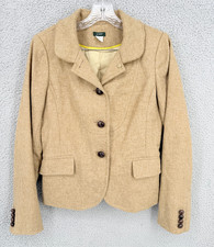 J. Crew Bella Tan Wool Tweed Womens Blazer 8T Fall 07 Classic Academia