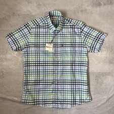 Image of Barbour Blue Green Check Cotton Short Sleeve Shirt Size Medium BNWT