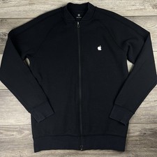 Apple Mens Jacket Medium Black Logo Embroidered Employee Sweatshirt Zip Uniform