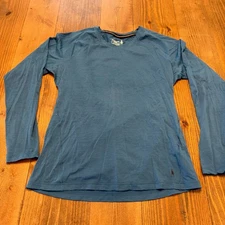 Smartwool Base Layer Pullover Women’s Large Merino 150 Wool Blue Long Sleeve
