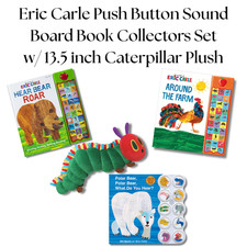 Eric Carle Push Button Sound Board Book Collectors Set w/ 13.5 inch Caterpillar