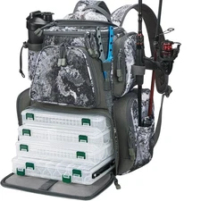 Piscifun Fishing Tackle Backpack with 4 Trays, Large Outdoor Storage Tackle B...