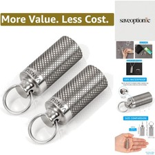 Titanium Waterproof Keychain Pill Holder Container,Portable Mini Size Pill Bo...