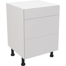 Fully Assembled Kitchen 600mm Matt Light Grey 3 Drawer Base Unit